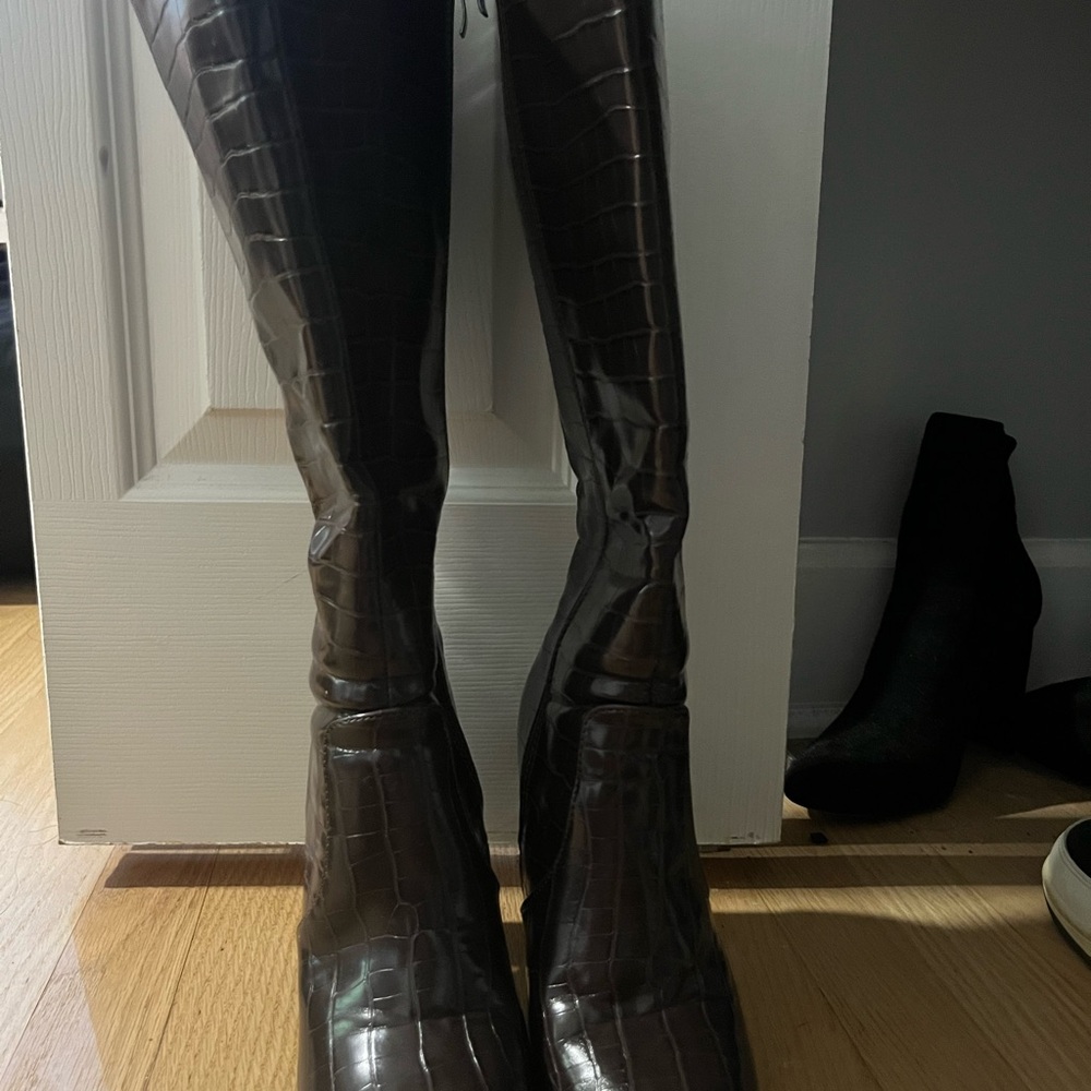 SHEIN Brown Over the Knee Boots Sleek Design